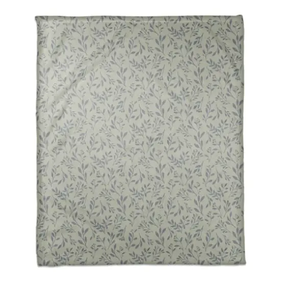 60" Delicate Floral Fleece Blanket Green {1}