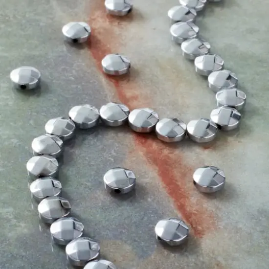Faceted Hematite Coin Beads, 6mm by Bead Landing&trade; Rhodium {3}