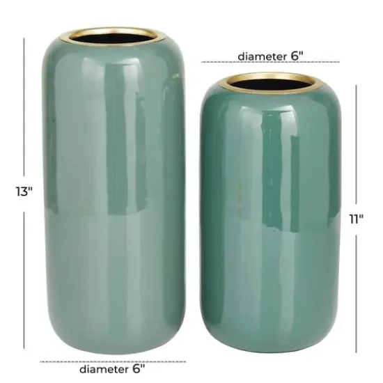 Metal Vase Set Green {7}