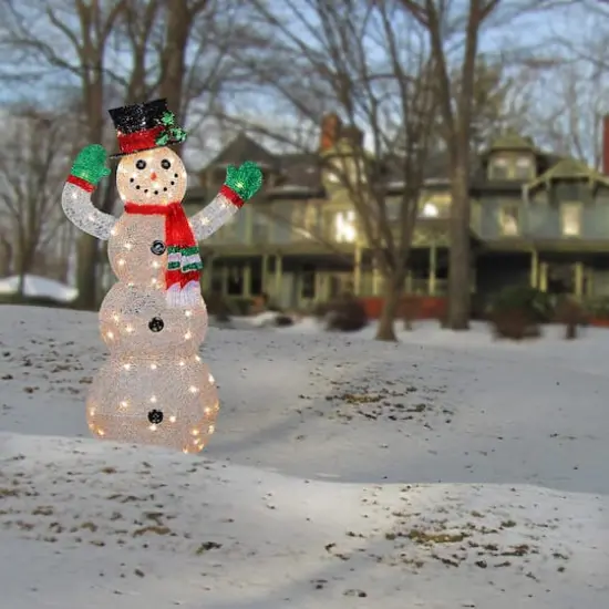 48" Crystal Snowman Decoration, Clear Mini LED Lights {3}