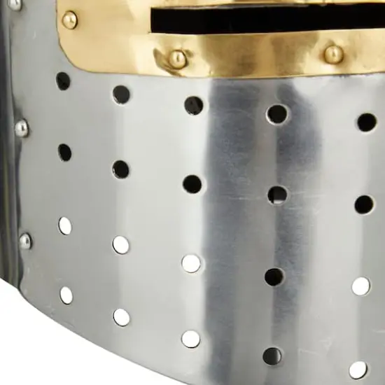 Silver Iron Vintage Helmet, 17" x 10" x 10" {5}