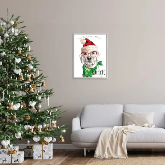 Stupell Industries Unleash The Cheer Holiday Dog Framed Giclee Art Gray {3}