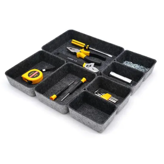 Welaxy Felt 7 Piece Drawer Organizer Tray Set Charcoal {5}