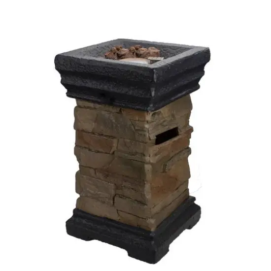 19" Classic Stone Outdoor Table Top Gas Fire Pit {3}