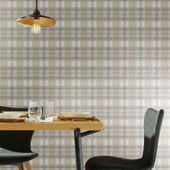 RoomMates Tweed Plaid Peel & Stick Wallpaper Beige {4}