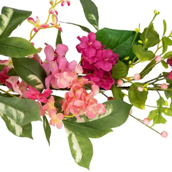 5ft. Pink Leafy Hydrangea Artificial Floral Spring Garland {5}