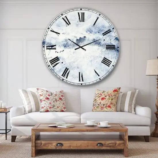 Designart Blue Wipe Out Farmhouse Wall Clock {3}