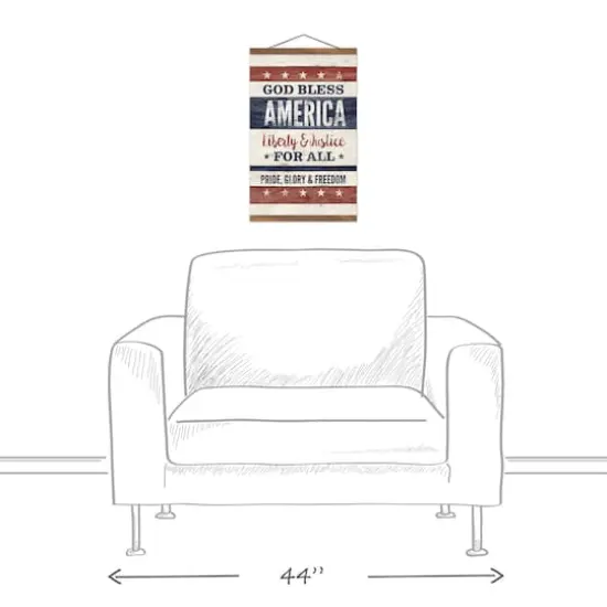 God Bless America Teak Hanging Canvas {4}