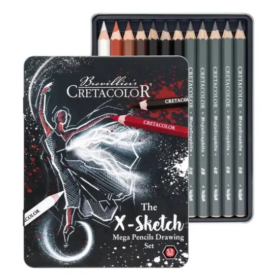 Cretacolor X-Sketch Mega Pencil Drawing 12-Piece Tin Box Set {5}