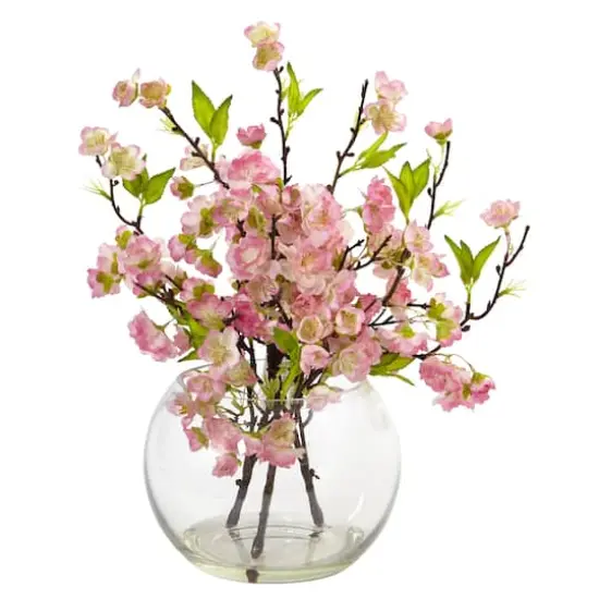 14" Cherry Blossom Arrangement in Glass Vase {1}