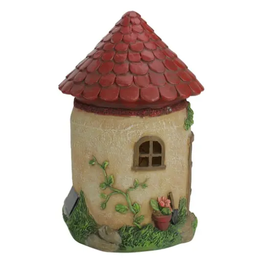 11.5" Solar Powered LED Round Mushroom Fairy Cottage Outdoor Garden Statue {3}