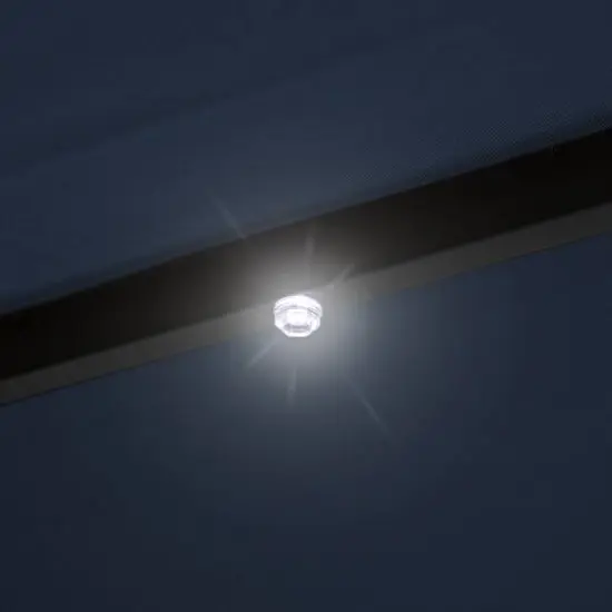 9ft. Solar Lighted Outdoor Patio Market Umbrella Navy Blue {6}