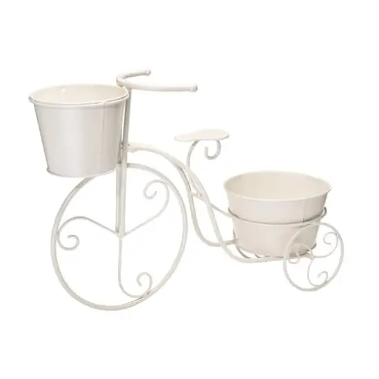 Glitzhome&reg; 21.5'' White Metal Bicycle Plant Stand {1}