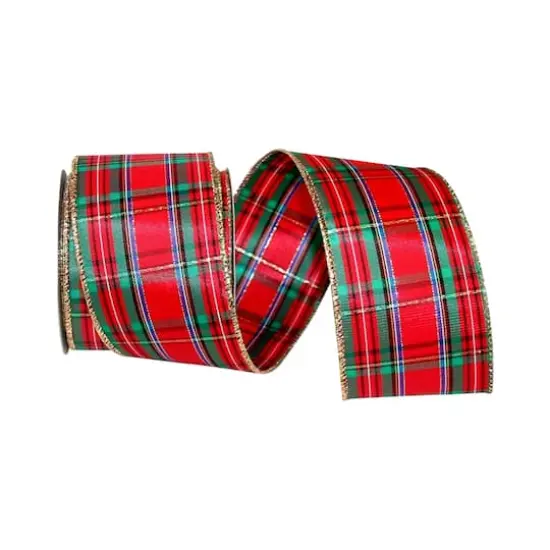 JAM Paper 2.5" x 10yd. Wired Edge Regalia Plaid Ribbon {1}