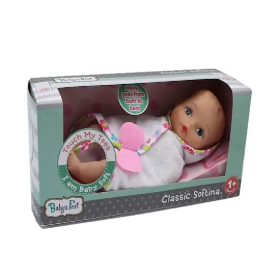 Goldberger Baby's First® Bathtime Baby Softina™ 9" Baby Doll with White Bath Blanket {4}