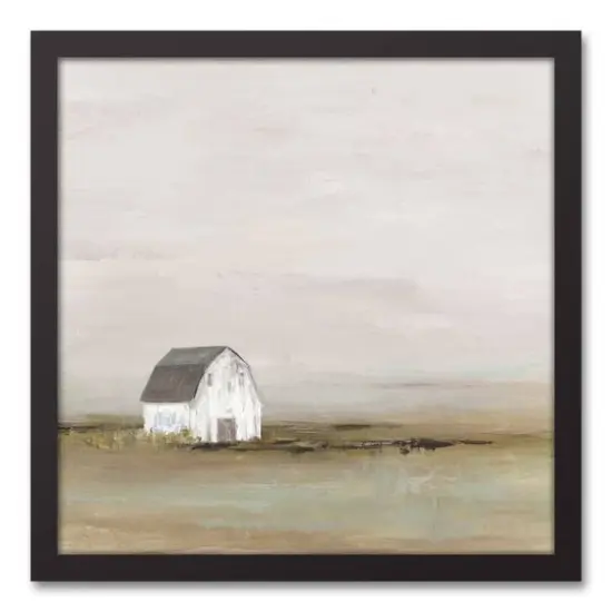 Barn In Fog 17.73" x 17.73" Black Framed Canvas {1}