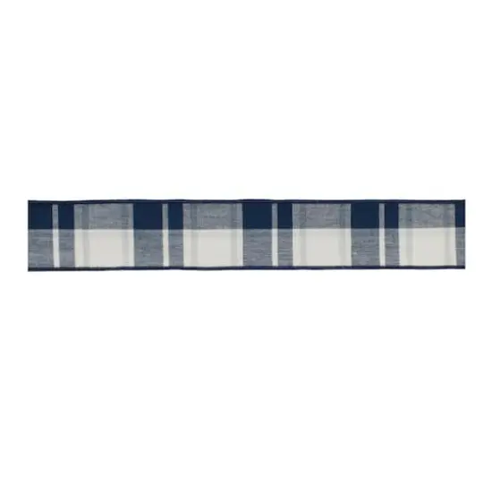 2.5" x 5yd. Navy Blue & White Wired Plaid Cotton Ribbon, 2ct. {3}