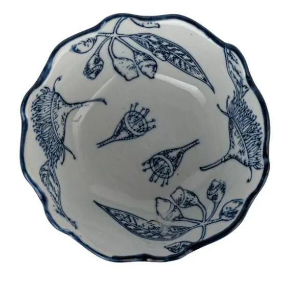 Hello Honey&reg; 5.75" Blue & White Botanical Bliss Stoneware Bowl {8}