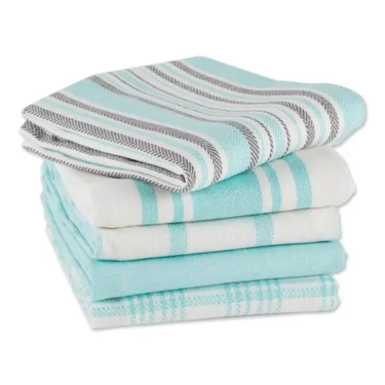 DII&reg; Woven Dish Towels, 5ct. Aqua {7}