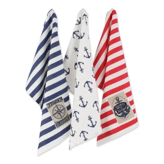 DII&reg; Red, White & Blue Maritime Dishtowel, 3ct. {1}