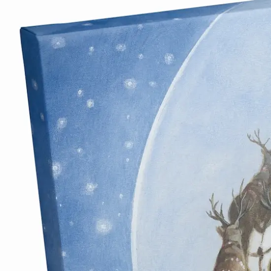 Santa Sleigh Painting Moon 16x16 Canvas Wall Art {4}