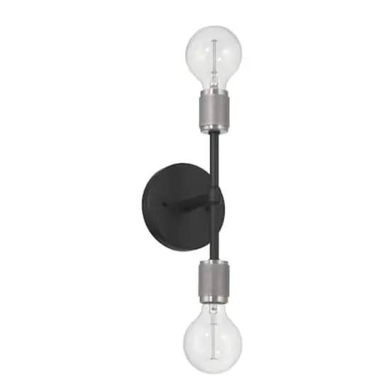Hello Honey® 19" Maxim Black Modern Minimalist Metal Exposed 2-Bulb Wall Sconce {1}