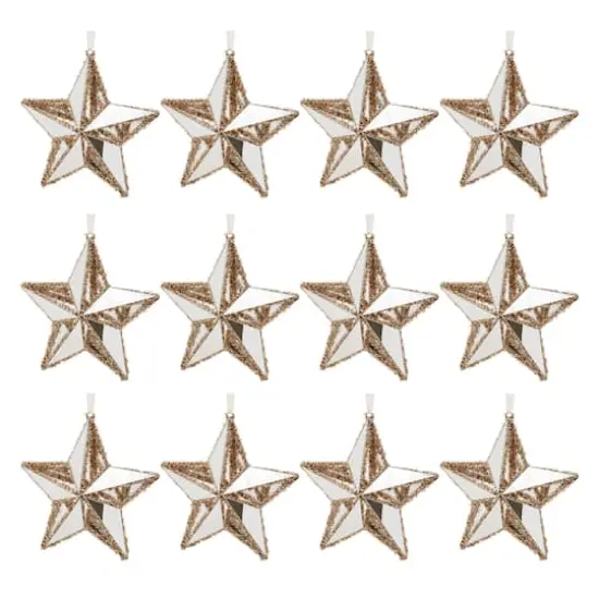 8.5" Gold Tinsel Star Ornaments, 12ct. {1}