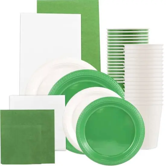 JAM Paper Party Tableware Assortment Grad Pack Green/White {1}