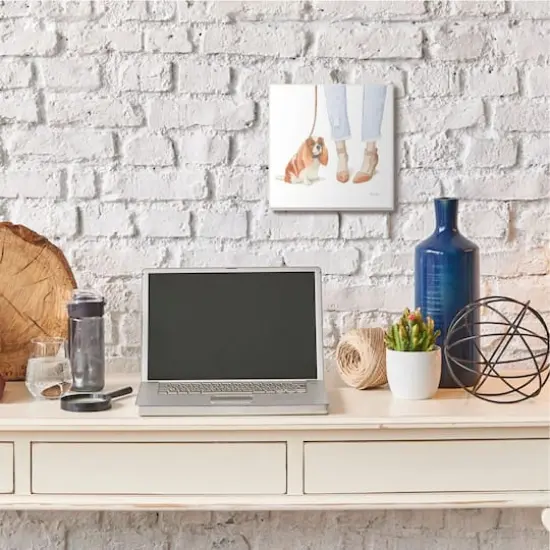 Stupell Industries Orange & White Dog Walk with Glam Sparkle Heels Wall Plaque {3}