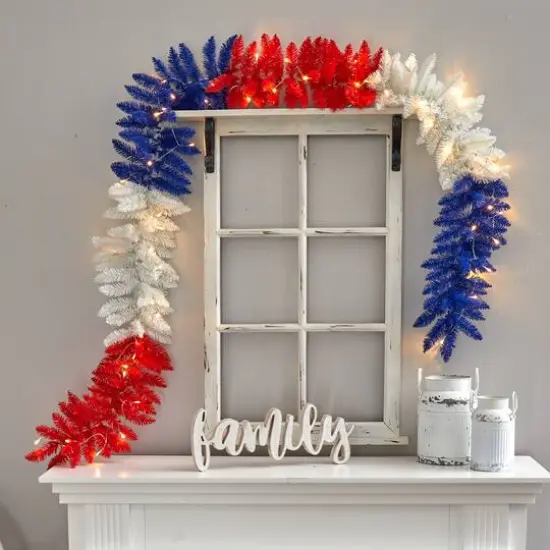 9ft. Warm LED Lights Americana Garland {5}