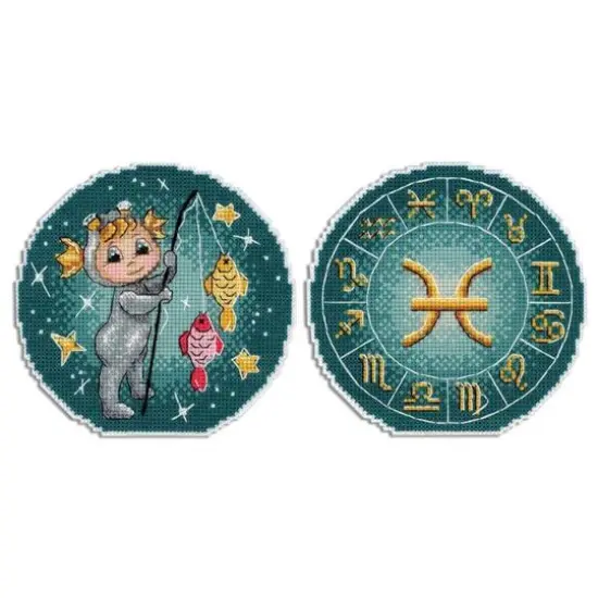 MP Studia Zodiac Signs Pisces Plastic Canvas Counted Cross Stitch Kit {1}