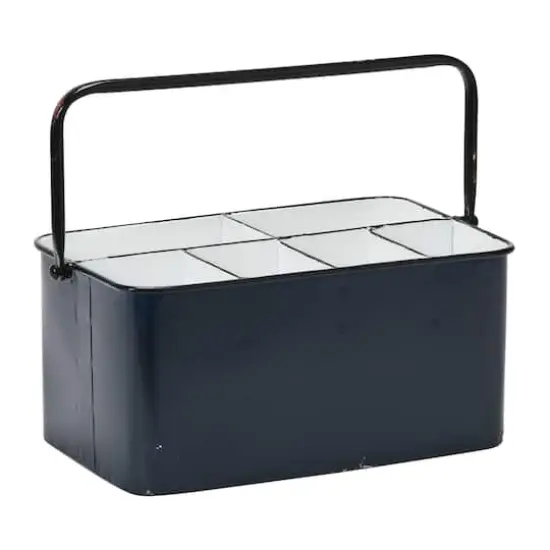 Hello Honey&reg; 6-Compartment Metal Caddy with Handle Navy {1}