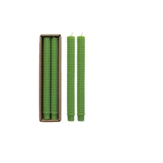 Hello Honey&reg; 10" Green Unscented Hobnail Taper Candles, 2ct. {3}