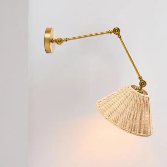 Hello Honey&reg; 29" Antique Metal Brass Finish Coastal Adjustable Wall Sconce {3}