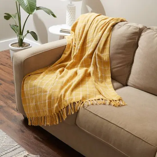 DII&reg; Checked Plaid Throw Honey Gold {8}