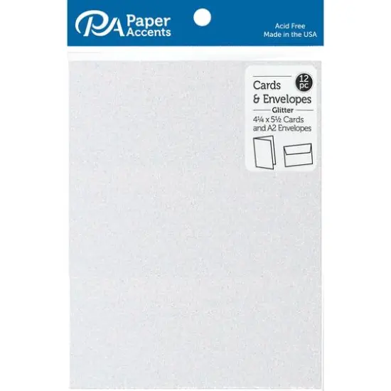 PA Paper&trade; Accents 4.25" x 5.5" White Glitter Cards & Envelopes, 12ct. {1}