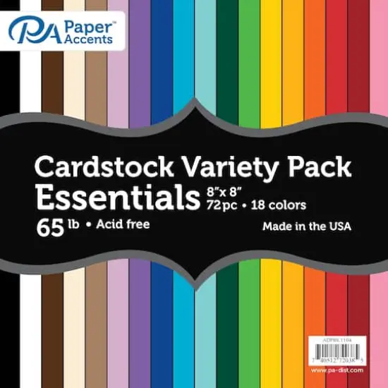 PA Paper&trade; Accents Variety Essentials 8" x 8" 65lb. Cardstock, 72 Sheets {1}