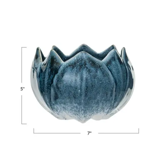 Hello Honey&reg; 7" Blue Reactive Glaze Scalloped Edge Stoneware Planter {5}