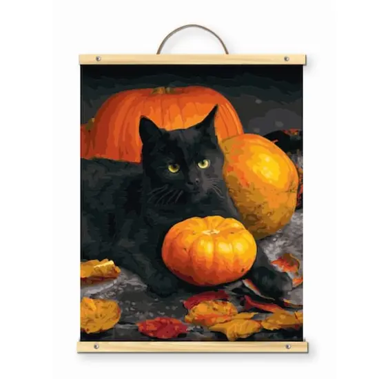 16" x 20" Cat with Pumpkin Paint-by-Number Kit with Wood Display Hanger by Artist's Loft&reg; {1}