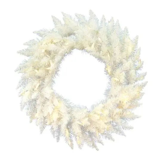 30" Warm White LED Sparkle White Spruce Wreath {1}