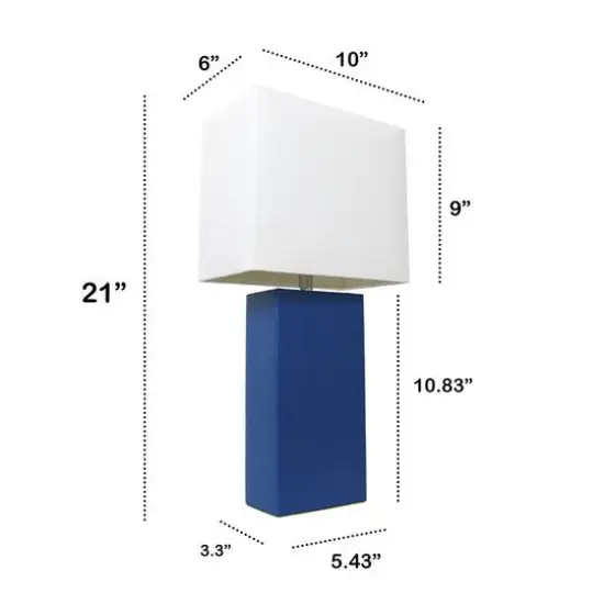 Lalia Home Lexington 21" Leather Home Décor Table Lamp Blue {4}