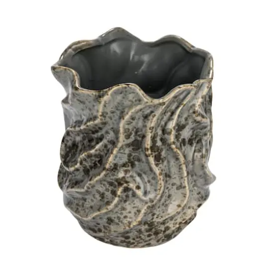 Hello Honey® 7.5" Gray Organic Ceramic Vase with Crackle Glaze {1}