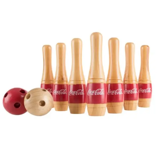 Toy Time Coca-Cola Indoor & Outdoor Wooden Bowling Set {6}