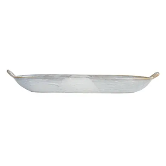 Hello Honey&reg; 13.25" Long White Stoneware Dish with Reactive Glaze {4}