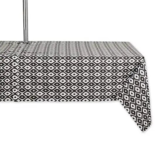 Black Ikat Outdoor Tablecloth With Zipper 60" x 84" {1}
