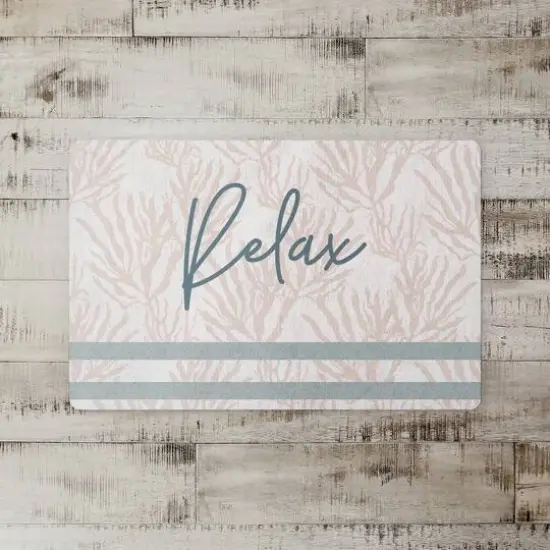 Relax Stripe Floor Mat Blush Coral Blue Stripe on White {3}