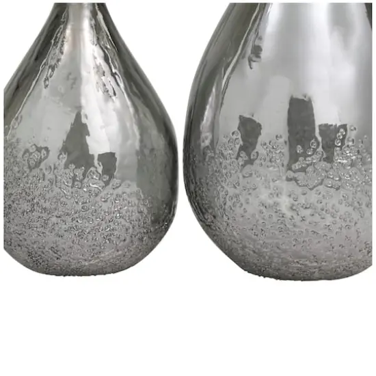 Gray Glass Textured Teardrop Vase Set {4}
