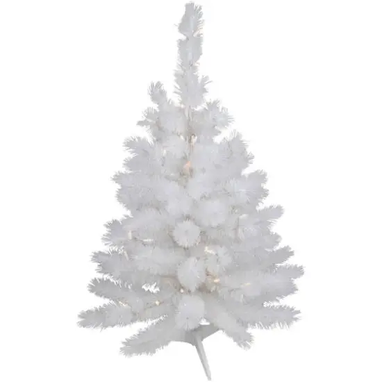 3ft. Pre-Lit White Alaskan Pine Artificial Christmas Tree, Warm White LED Lights {1}