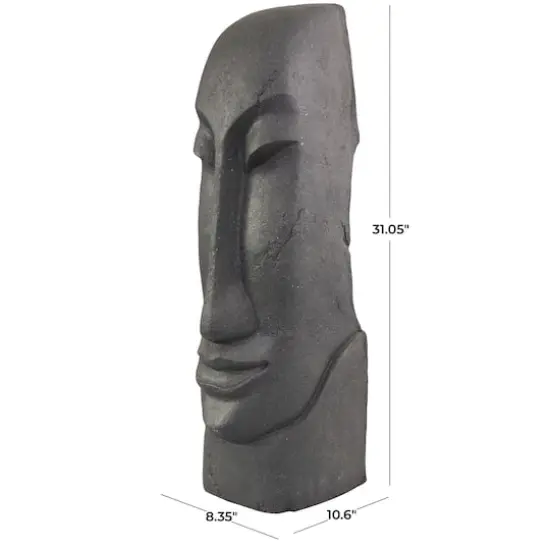 31" Black Tall Distressed Totem Face Sculpture {4}