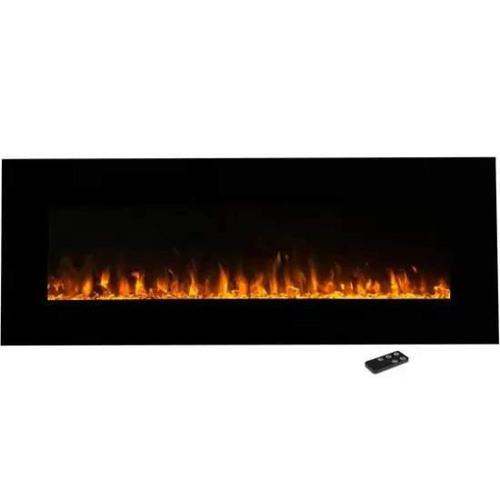 Hastings Home 54" Black LED Electric Wall Fireplace {1}